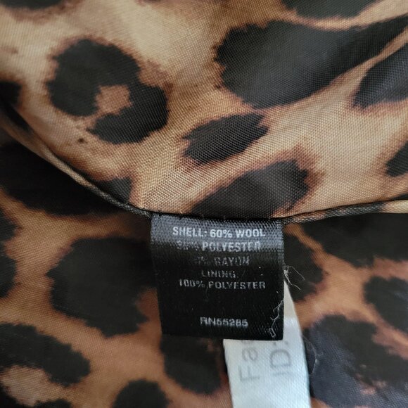 Express Pea Coat w/Leopard Interior, Wool Blend, Button Front, Women’s S, Red - Picture 7 of 9